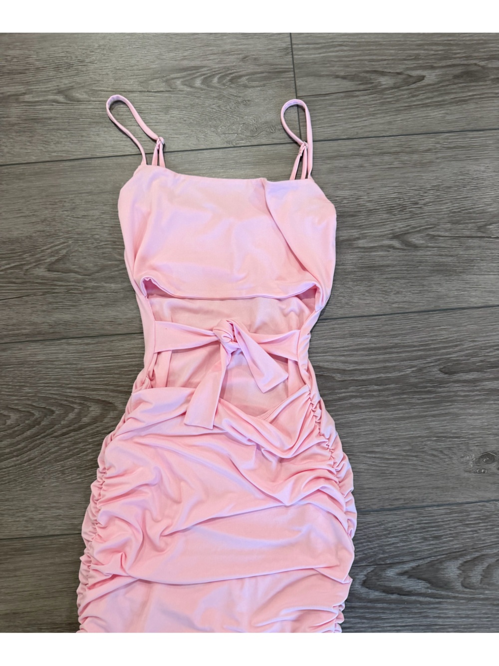Lucy in the Sky Pink Cutout Ruched Mini Dress